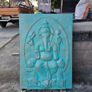 Large Ganpati Iron Frame Turquoise Relief – 0.7x1m | www.artisan-gifts.co.uk 1