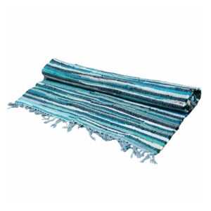 Large Rag Rug – 150x90cm – premium quality – Aqua Blues | www.artisan-gifts.co.uk
