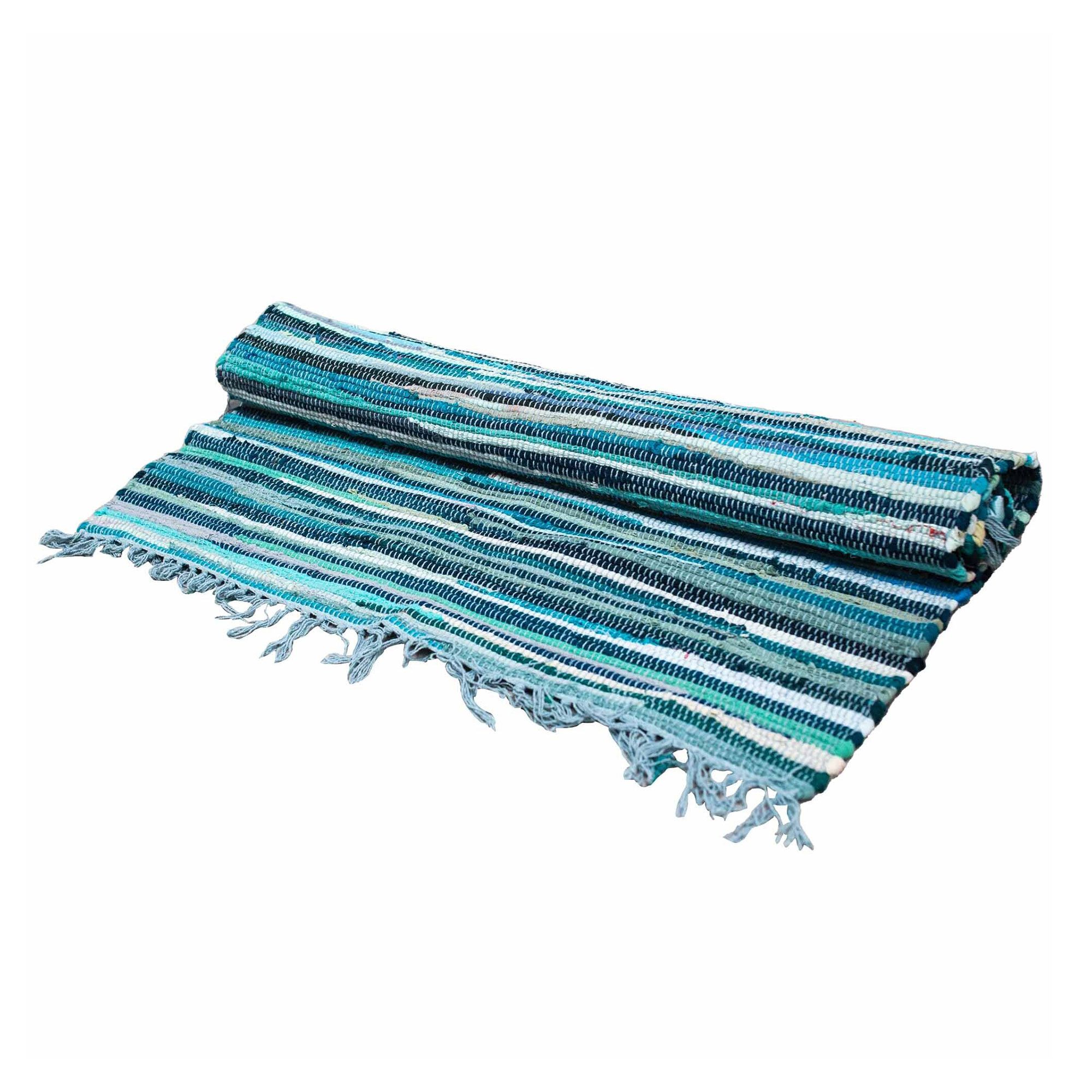 Large Rag Rug – 150x90cm – premium quality – Aqua Blues | www.artisan-gifts.co.uk 2 Large Rag Rug – 150x90cm – premium quality – Aqua Blues | www.artisan-gifts.co.uk