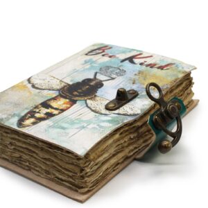 Leather “Bee Kind” Deckle-edge Notebook (7×5″) | www.artisan-gifts.co.uk 1