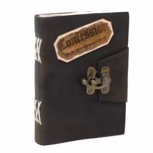 Leather Black Confessions with Lock Notebook (7×5″) | www.artisan-gifts.co.uk 1