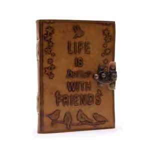 Leather Journel – Plain Paper –  Life is Better with Friends | www.artisan-gifts.co.uk 1