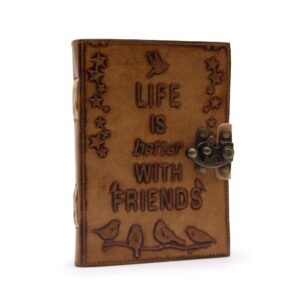 Leather Journel – Plain Paper –  Life is Better with Friends | www.artisan-gifts.co.uk 1