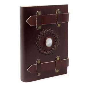 Leather Moonstone with Belts Notebook (6×4″) | www.artisan-gifts.co.uk 1