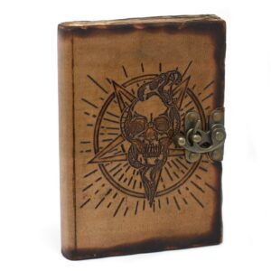 Leather Pentagon & Skull with Burns Detail Notebook (7×5″) | www.artisan-gifts.co.uk 1