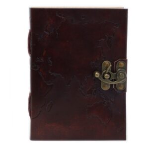 Leather World Map & Stitching Notebook (7×5″) | www.artisan-gifts.co.uk 1