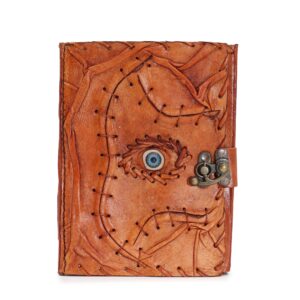 Light Brown Tan Book – Evil Eye Decor – 160 Deckle Edges Pages – 17×12.5cm | www.artisan-gifts.co.uk 1