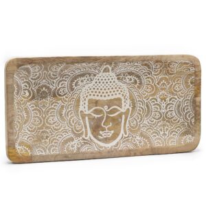 Long Tray 30x15x2.5cm – Buddha Face Whitewash | www.artisan-gifts.co.uk
