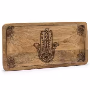 Long Tray 30x15x2.5cm – Hamsa Design Black Engraved | www.artisan-gifts.co.uk