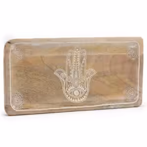 Long Tray 30x15x2.5cm – Hamsa Design Whitewash | www.artisan-gifts.co.uk