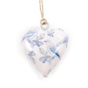 Lrg Decor Wood Heart –  Blue Bird | www.artisan-gifts.co.uk 1
