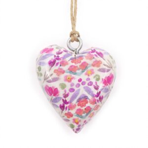 Lrg Decor Wood Heart –  Pretty Floral | www.artisan-gifts.co.uk 1