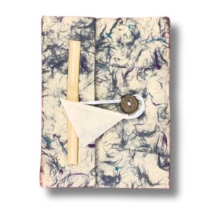 Lrg Lokta Mixed Blue Cotton Notebook (21x15cm) – 45 leafs – inc bookmark | www.artisan-gifts.co.uk
