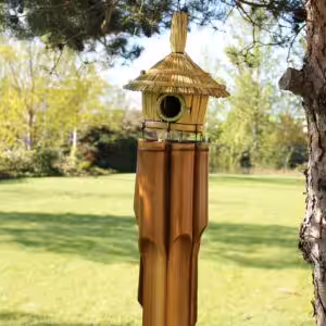 Lrg Round Seagrass Bird Box with Chimes 56x20cm | www.artisan-gifts.co.uk 1