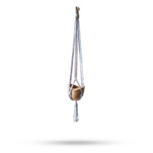 Macrame Pot Holder Classic – Pastal Tones Bathroom Med Pot | www.artisan-gifts.co.uk