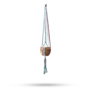 Macrame Pot Holder Classic – Pastal Tones Terrace Med Pot | www.artisan-gifts.co.uk