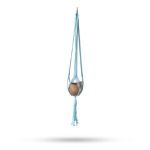 Macrame Pot Holder Classic – Powder Blue Med Pot | www.artisan-gifts.co.uk
