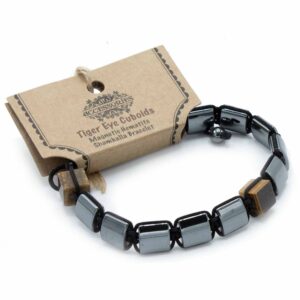 Magnetic Hematite Shamballa Bracelet –  Tiger Eye Cuboids | www.artisan-gifts.co.uk 1
