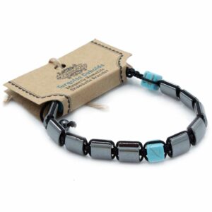 Magnetic Hematite Shamballa Bracelet – Turqoise Cuboids | www.artisan-gifts.co.uk 1