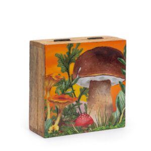 Med Square Box 13.5×13.5x6cm – Mushroom Design Maroon | www.artisan-gifts.co.uk 1