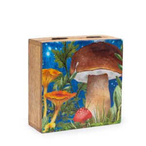 Med Square Box 13.5×13.5x6cm – Mushroom Design Teal | www.artisan-gifts.co.uk 1