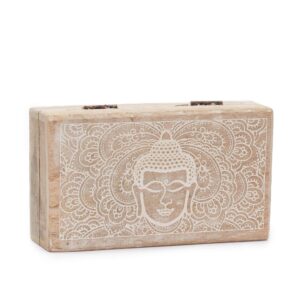 Med Square Box 17x10x4.2cm – Buddha Face Whitewash | www.artisan-gifts.co.uk