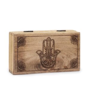 Med Square Box 17x10x4.2cm – Hamsa Black Engraved | www.artisan-gifts.co.uk