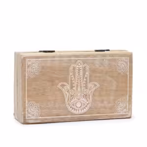 Med Square Box 17x10x4.2cm – Hamsa Whitewash | www.artisan-gifts.co.uk