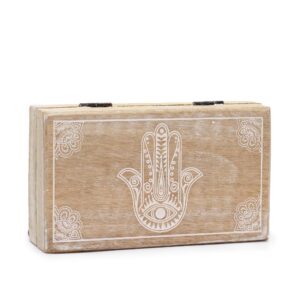 Med Square Box 17x10x4.2cm – Hamsa Whitewash | www.artisan-gifts.co.uk