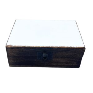 Medium Ceramic Glazed Wood Box – 15x10x6cm – White | www.artisan-gifts.co.uk 1