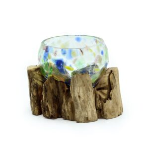 Molten Coloured Glass on Wood – Small Bowl | www.artisan-gifts.co.uk 1