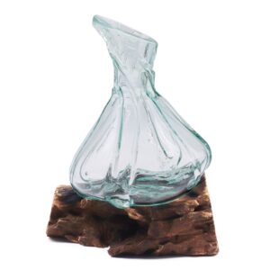 Molten Glass Fancy Mini Decanter on Wood 24cm | www.artisan-gifts.co.uk 1