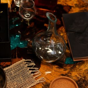 Molten Glass Mini Decanter on Wood 20cm | www.artisan-gifts.co.uk 1