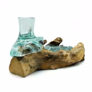 Molten Glass Small Flower Vase and Tealight Holder on Wood | www.artisan-gifts.co.uk 1