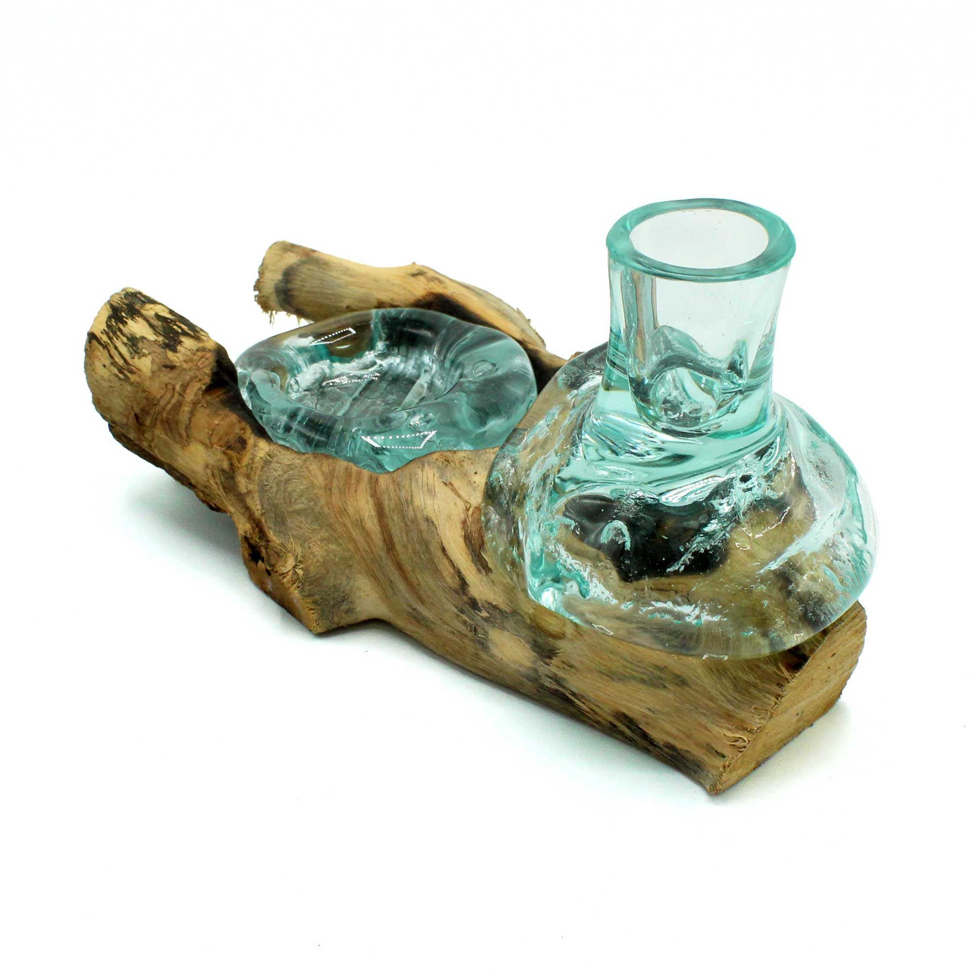 Molten Glass Small Flower Vase and Tealight Holder on Wood | www.artisan-gifts.co.uk 4 Molten Glass Small Flower Vase and Tealight Holder on Wood | www.artisan-gifts.co.uk 3