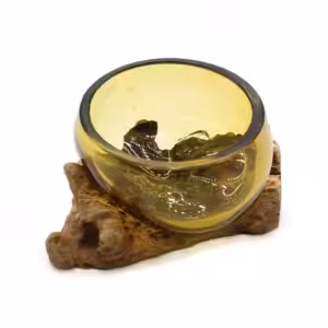 Molton Glass Mini Amber Bowl on Wood | www.artisan-gifts.co.uk 1