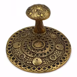 Mushroom Plate  – Brass Effect – Incense Holder | www.artisan-gifts.co.uk 1