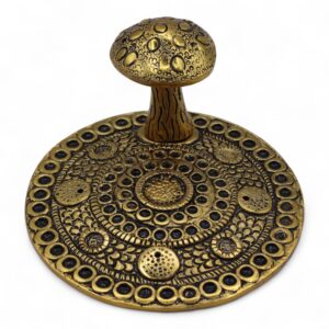 Mushroom Plate  – Brass Effect – Incense Holder | www.artisan-gifts.co.uk 1