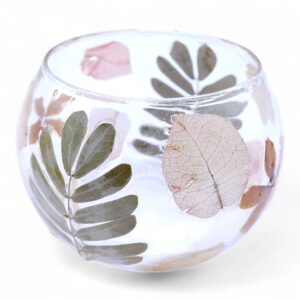 Natural Floral Glass – Bowl Candle Holder – Primavera  – (8x10cm) | www.artisan-gifts.co.uk 1