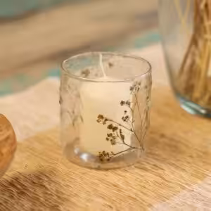 Natural Floral Glass – Straight Candle Holder – Margarita  – (8x8cm) | www.artisan-gifts.co.uk 1