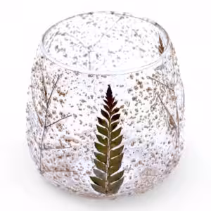 Natural Floral Glass – Straight Candle Holder –  Pino – (10x9cm) | www.artisan-gifts.co.uk 1