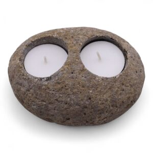 Natural Riverstone Candle Holder – Double Nightlight | www.artisan-gifts.co.uk 1