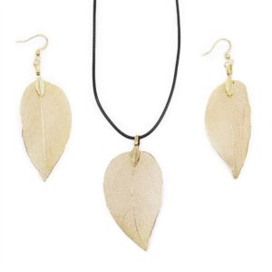 Necklace & Earring Set – Bravery Leaf – Gold | www.artisan-gifts.co.uk 1