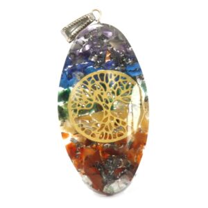 Orgonite Power Pendant – 7 Stone Chakra Oval with Tree | www.artisan-gifts.co.uk 1