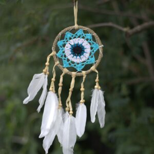 Pastel Blue Macramé Dream Catcher 12cm (asst colours) | www.artisan-gifts.co.uk 1