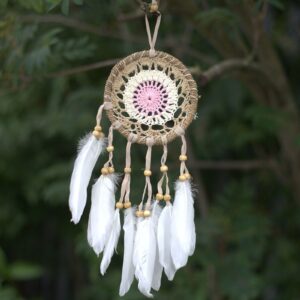 Pastel Pink Macramé Dream Catcher 12cm (asst colours) | www.artisan-gifts.co.uk 1