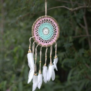 Pastel Pink Macramé Dream Catcher 16cm (asst colours) | www.artisan-gifts.co.uk 1