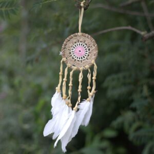 Pastel Pink Macramé Dream Catcher 9cm (asst colours) | www.artisan-gifts.co.uk 1