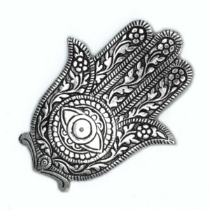 Polished Aluminium Hamsa Incense Holder 14cm | www.artisan-gifts.co.uk 1