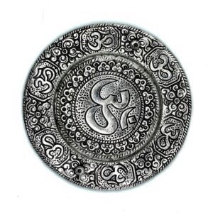 Polished Aluminium Om Round Incense Holder 11cm | www.artisan-gifts.co.uk 1